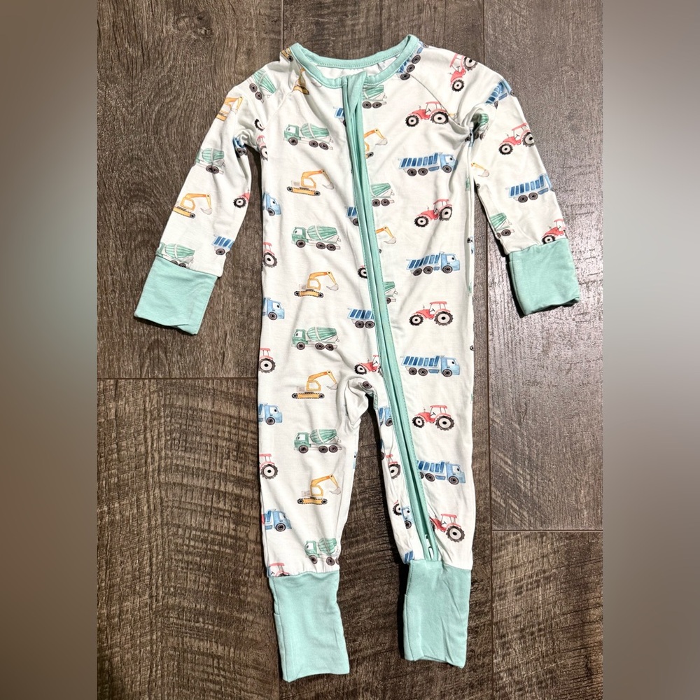 Bamboo Pajamas Excavator Print Sleeper 6-12m